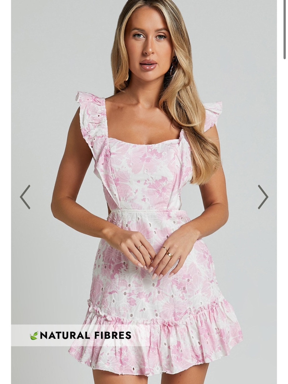 Showpo Pink Floral Ruffle Mini Dress